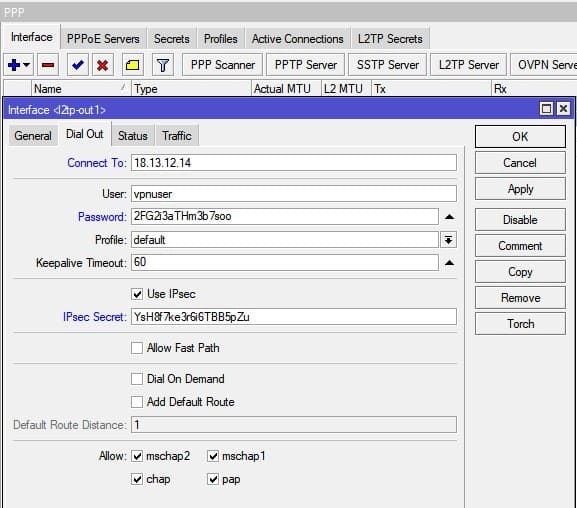 Настройка VPN L2TP+IpSec между VPS CentOS 8 и MikroTik, добавление L2TP клиента